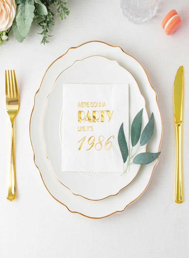 Crisky 50 Pack 40th Birthday Napkins 3-Ply, 1986 Mens Gold Foil Disposable Napkins for Cake Dessert Beverage Table 40 years Old Bday Party Supplies, 40th Birthday Decorations for Men Women - Image 4